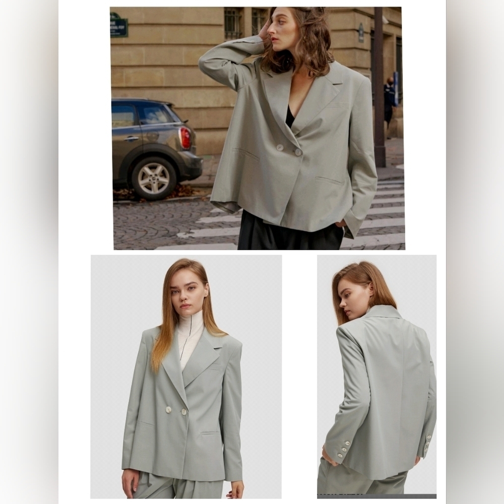2001) Lattelier Pale Green Boxy Two Button Blazer Size Xl. Like New